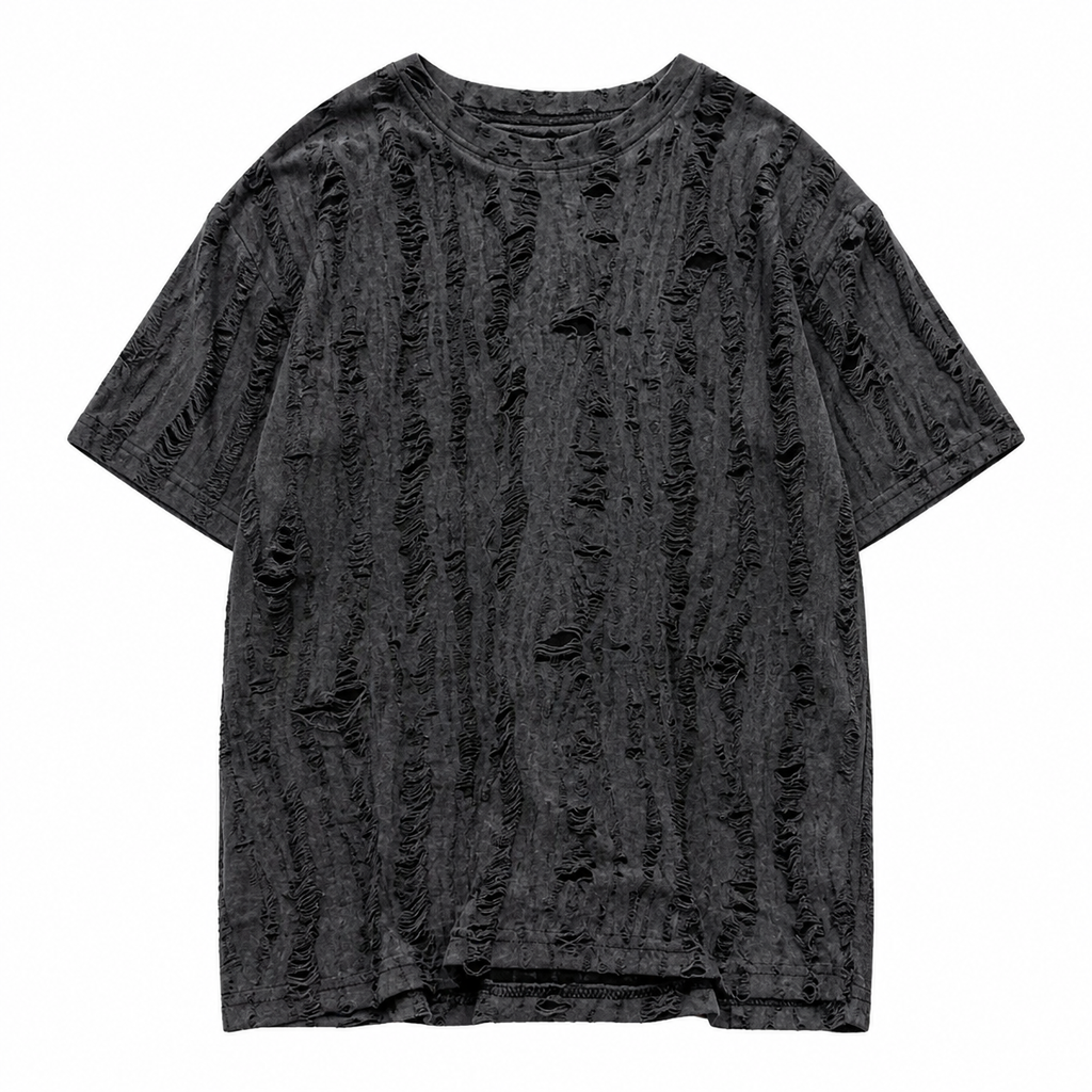 Grunge Distressed Hollow-Hole Short-Sleeve T-Shirt
