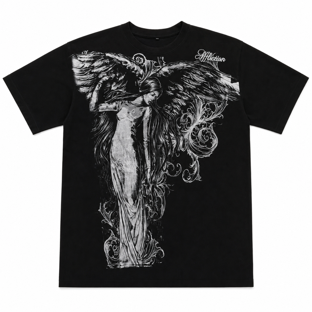 Gothic Graphic T-Shirt, Short Sleeve Crew Neck