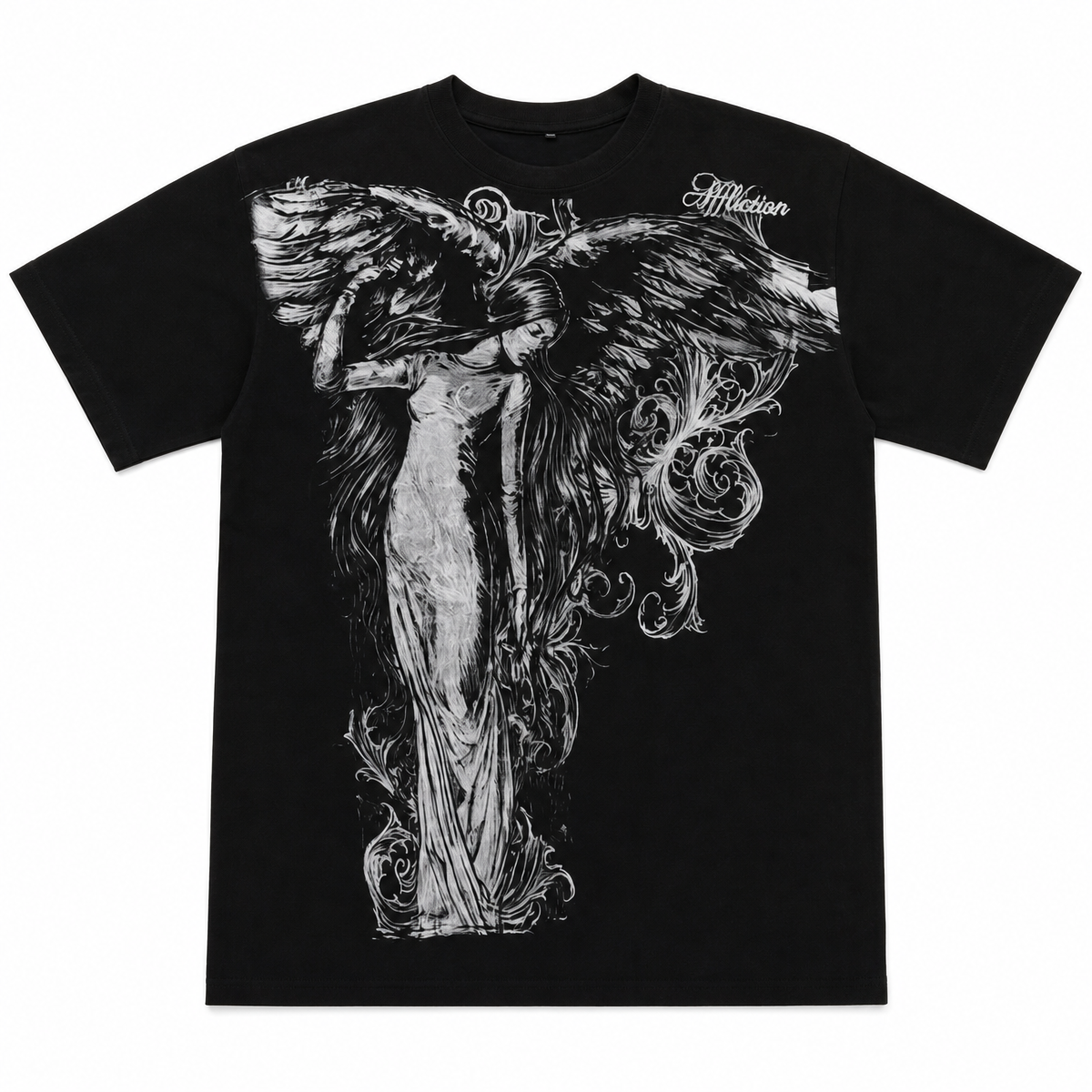 Gothic Graphic T-Shirt, Short Sleeve Crew Neck