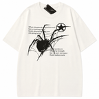 Grunge Spider Graphic Cotton T-Shirt