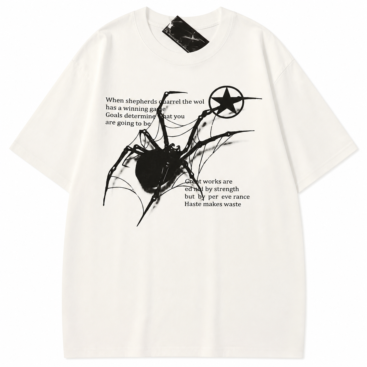 Grunge Spider Graphic Cotton T-Shirt