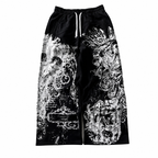 Unisex Skull Print Drawstring Jogger Pants