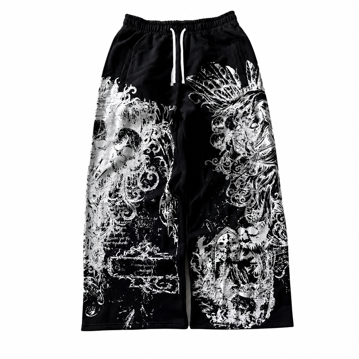 Unisex Skull Print Drawstring Jogger Pants