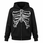 Grunge Graphic Full-Zip Hoodie - Black