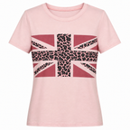 Grunge Pink Leopard Flag Graphic T-Shirt