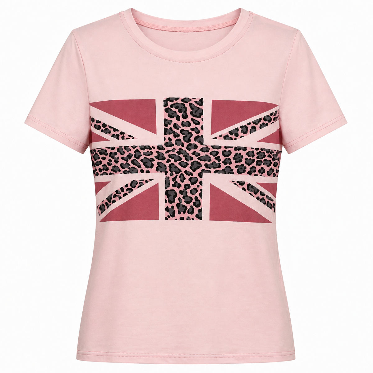 Grunge Pink Leopard Flag Graphic T-Shirt