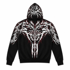 Grunge Reflective Graphic Zip-Up Hoodie