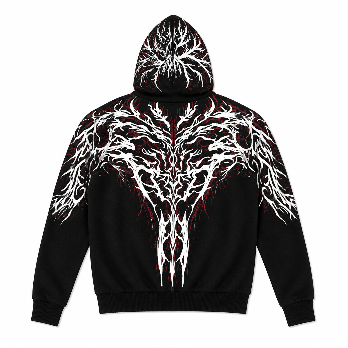 Grunge Reflective Graphic Zip-Up Hoodie