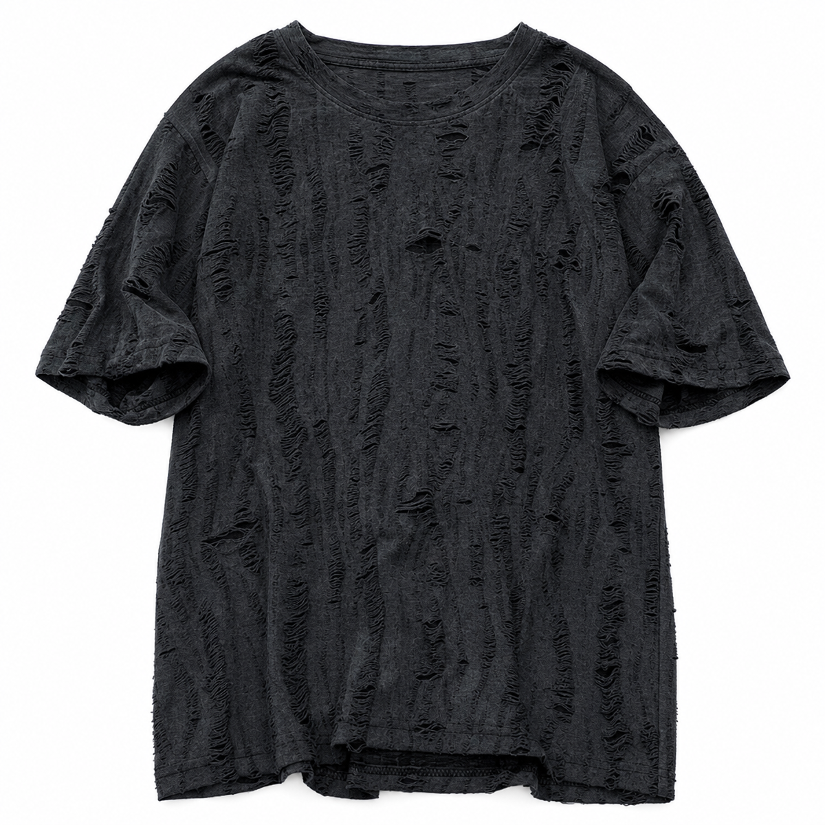 Men's Black Distressed Short-Sleeve T-Shirt