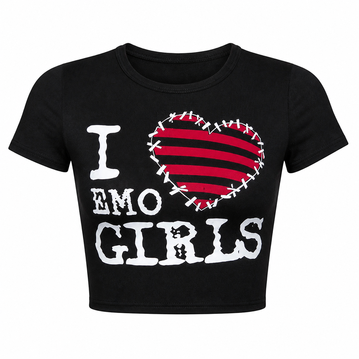 Grunge I Love Emo Graphic Crop T-Shirt