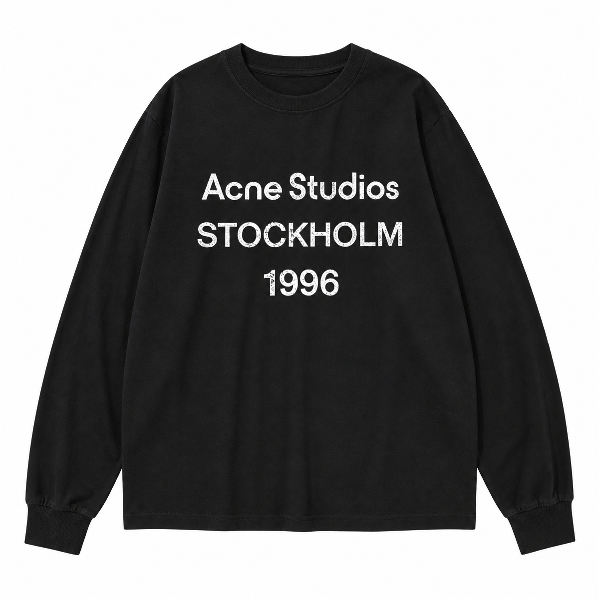 Grunge Black Long-Sleeve Graphic T-Shirt