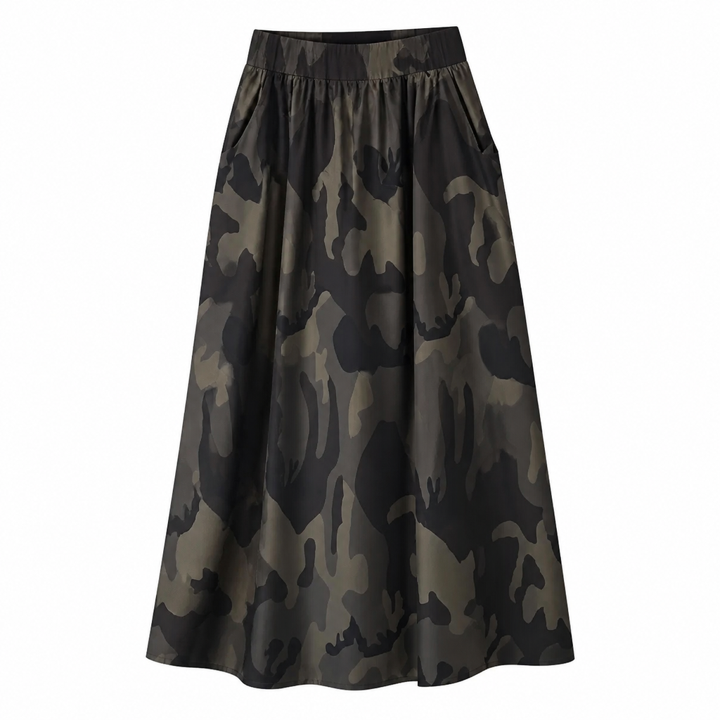 Grunge Camouflage A-Line High-Waisted Skirt