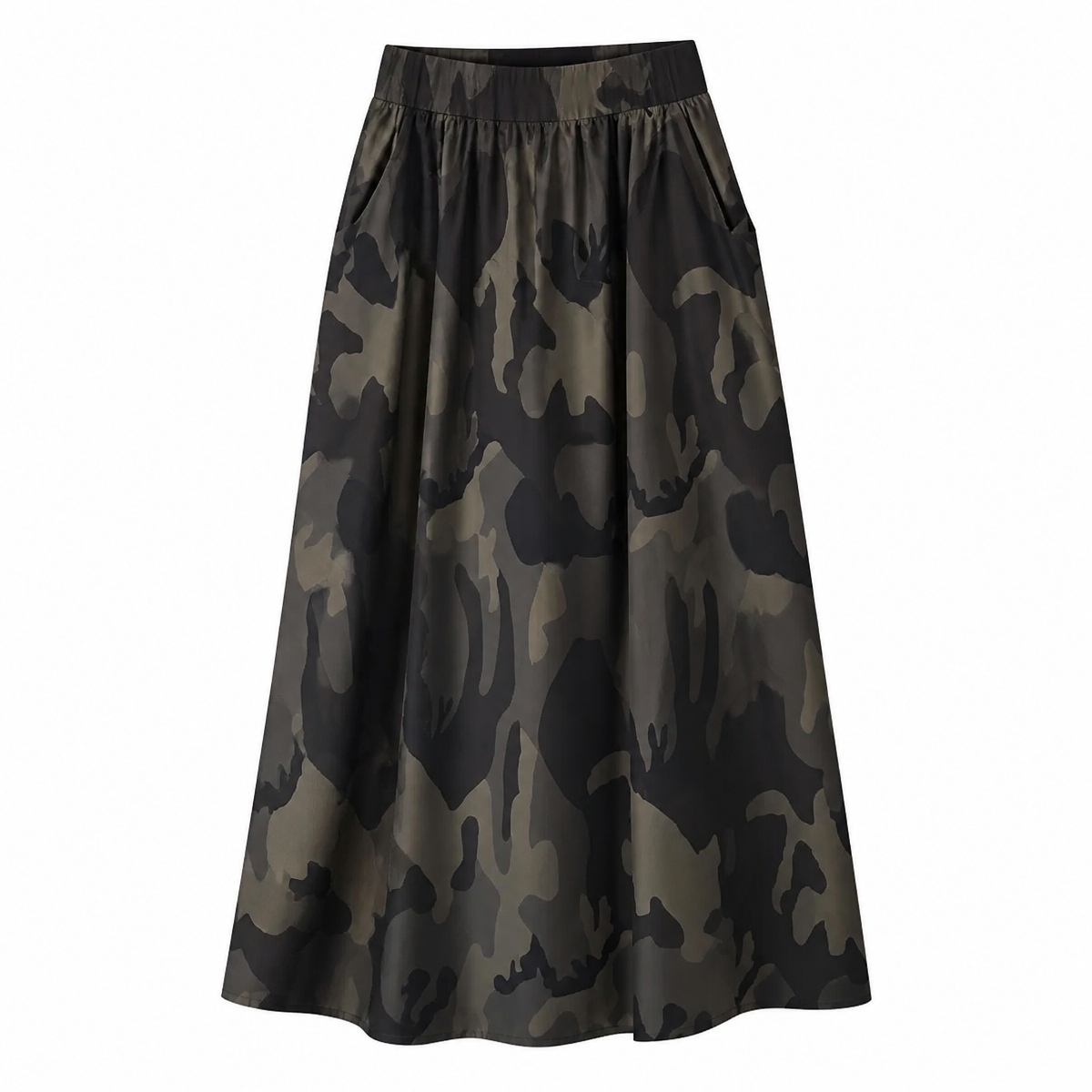 Grunge Camouflage A-Line High-Waisted Skirt