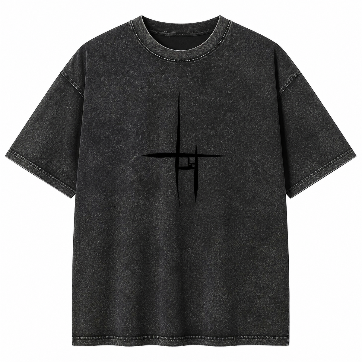 Grunge Washed Black Graphic T-Shirt