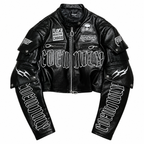 Grunge Embroidered Skull Motorcycle Jacket