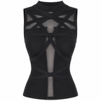 Black Mesh Sleeveless Corset Top