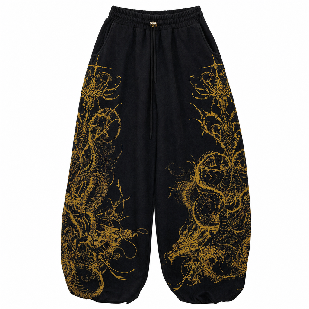 Equinox Flower Japanese-Print Wide-Leg Pants