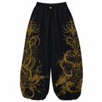 Equinox Flower Japanese-Print Wide-Leg Pants