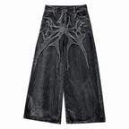 Black Spider-Embroidered Baggy Jeans