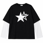 Women's Star Graphic Layered-Look Long-Sleeve T-Shirt