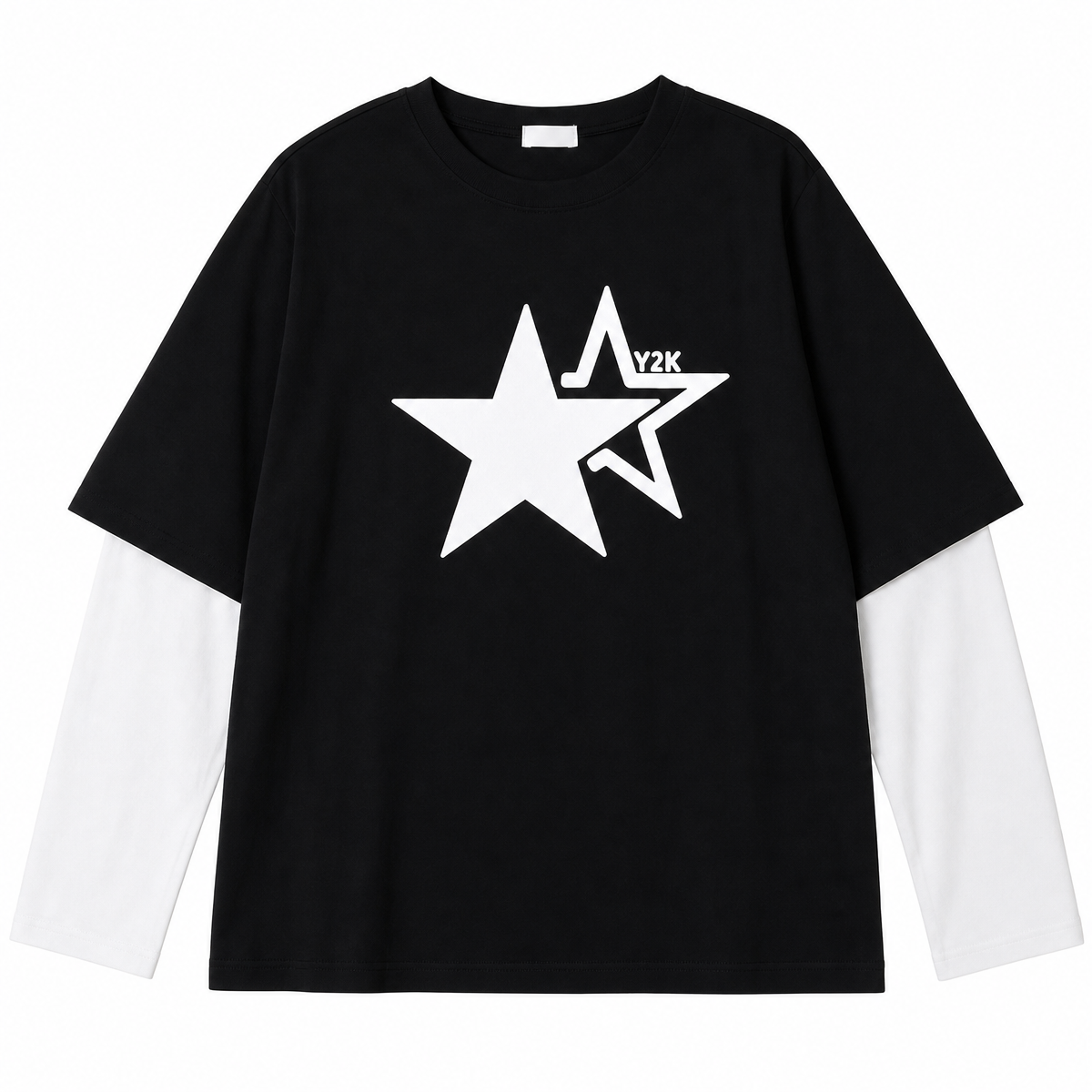 Women's Star Graphic Layered-Look Long-Sleeve T-Shirt