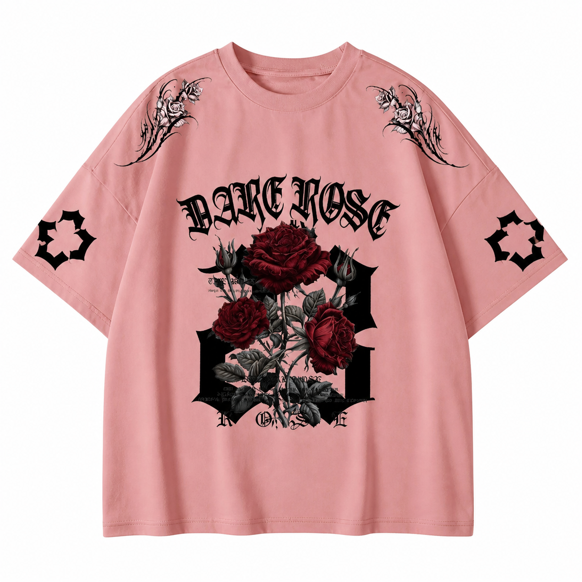 Grunge Rose Graphic Oversized T-Shirt