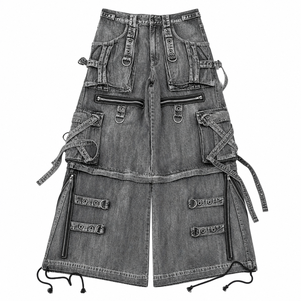 Vintage Washed Multi-Pocket Baggy Jeans