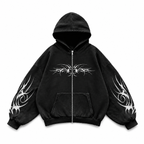Grunge Women's Geometric Print Zip Hoodie