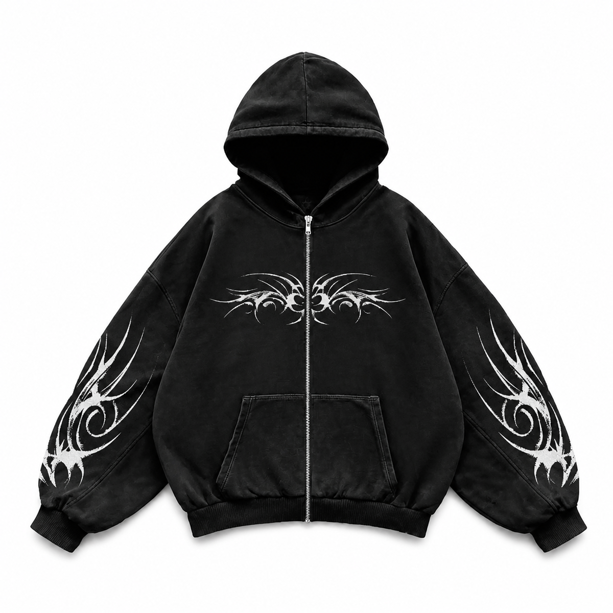 Grunge Women's Geometric Print Zip Hoodie