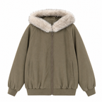 Women's Faux-Fur Hooded Padded Jacket with Zip Front