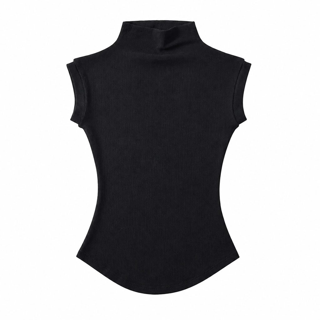 Grunge Sleeveless Turtleneck Top