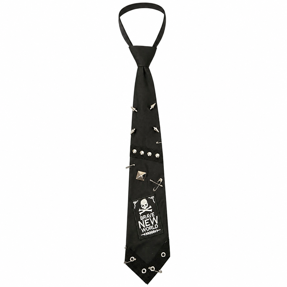 Grunge Gothic Punk Necktie with Chains and Rivets