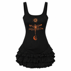 Grunge Gothic Celestial Print Black Mini Dress