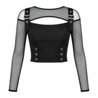 Grunge Black Lace Long-Sleeve Top