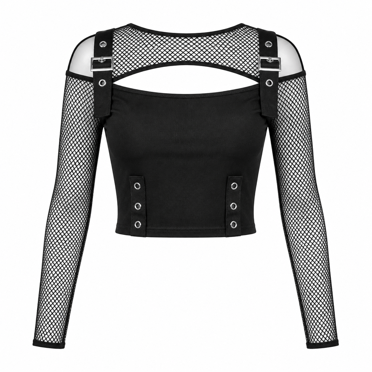 Grunge Black Lace Long-Sleeve Top