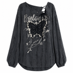 Women's Butterfly Graphic Lace-Up Long-Sleeve Top