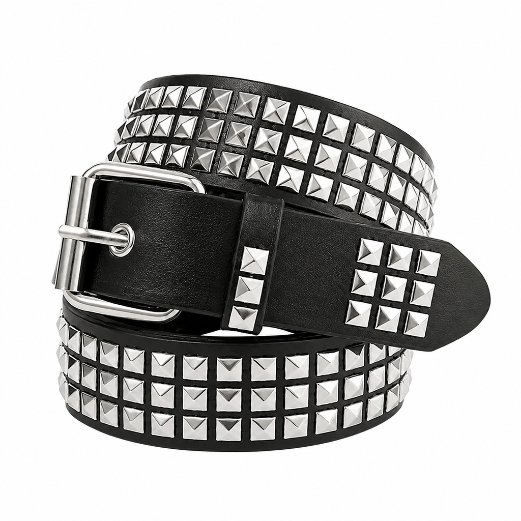 Grunge Pyramid Studded Faux Leather Belt