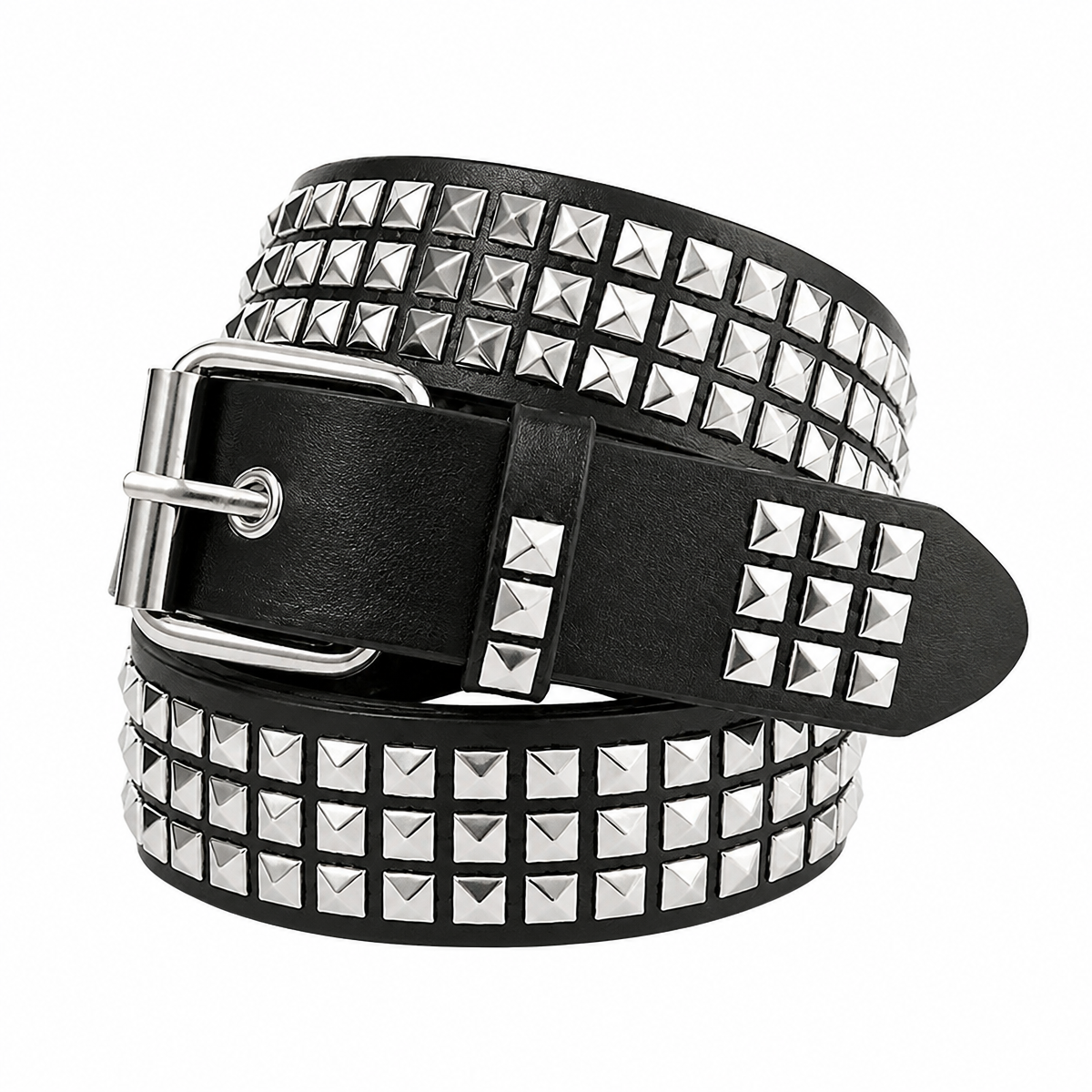 Grunge Pyramid Studded Faux Leather Belt
