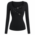 Women's Black Long-Sleeve Gothic Top