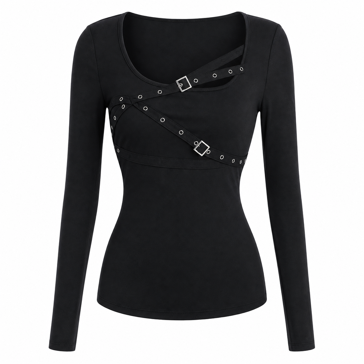 Women's Black Long-Sleeve Gothic Top