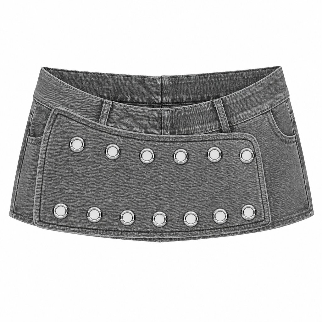 Grunge Studded Grey Shorts