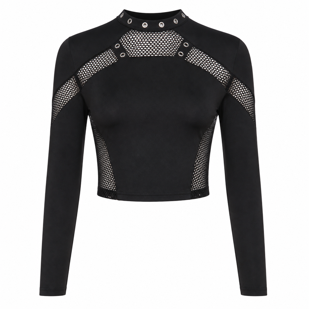 Grunge Black Lace Long-Sleeve Top