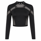 Grunge Black Lace Long-Sleeve Top