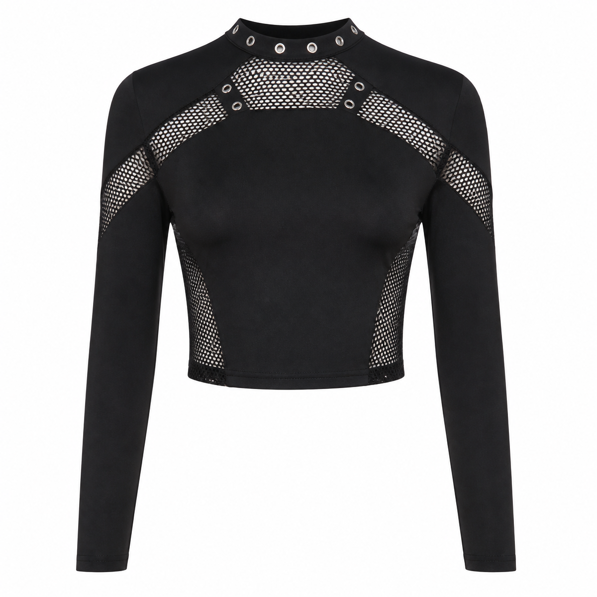 Grunge Black Lace Long-Sleeve Top