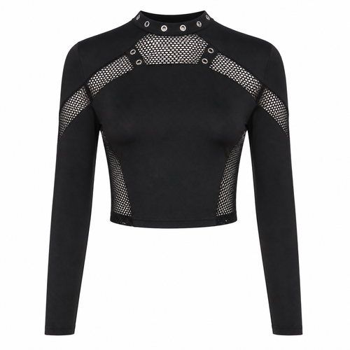 Grunge Black Lace Long-Sleeve Top